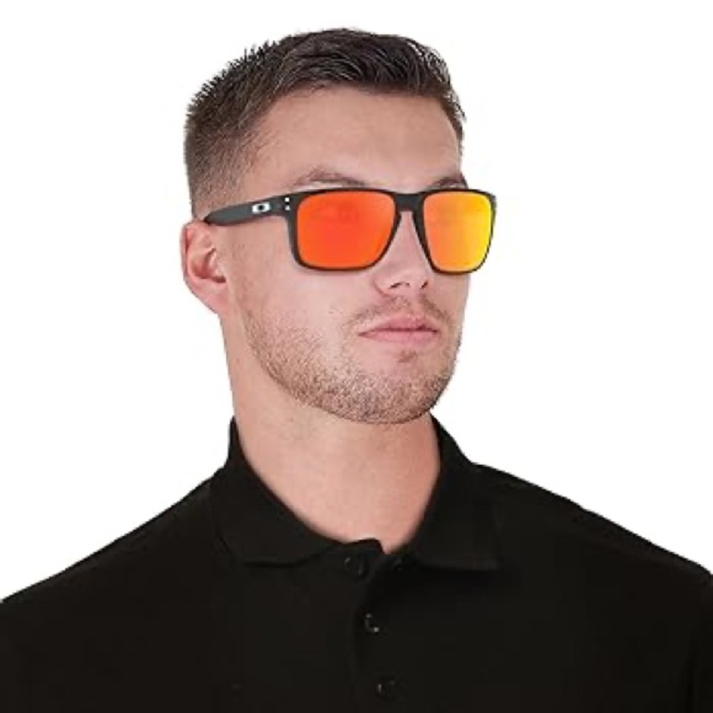 Men Oakley Holbrook Metal Sunglasses with Orange Lenses 🕶️ 😎